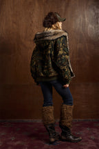 Oversized Camo Fur-Trimmed Winter Coat