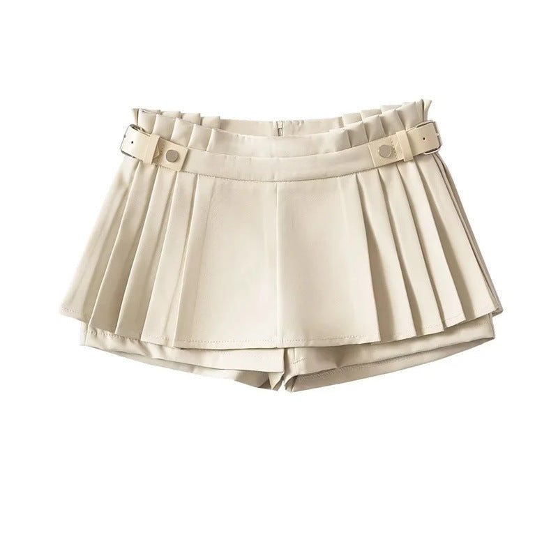 Belt pleate A-line skirt