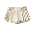 Belt pleate A-line skirt