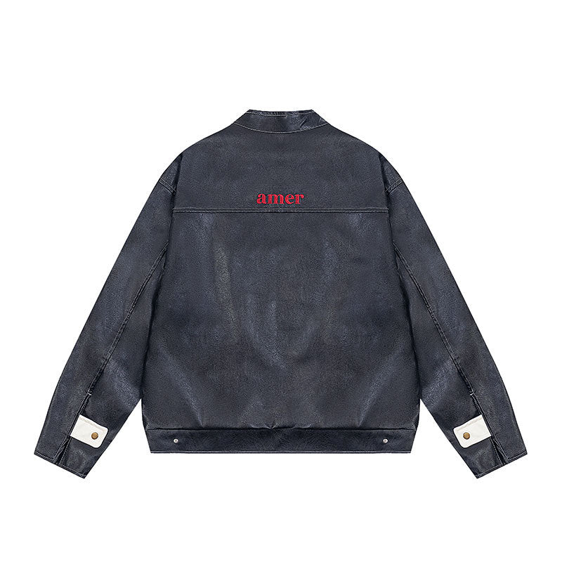 Motorcycle-Style PU Leather Jacket