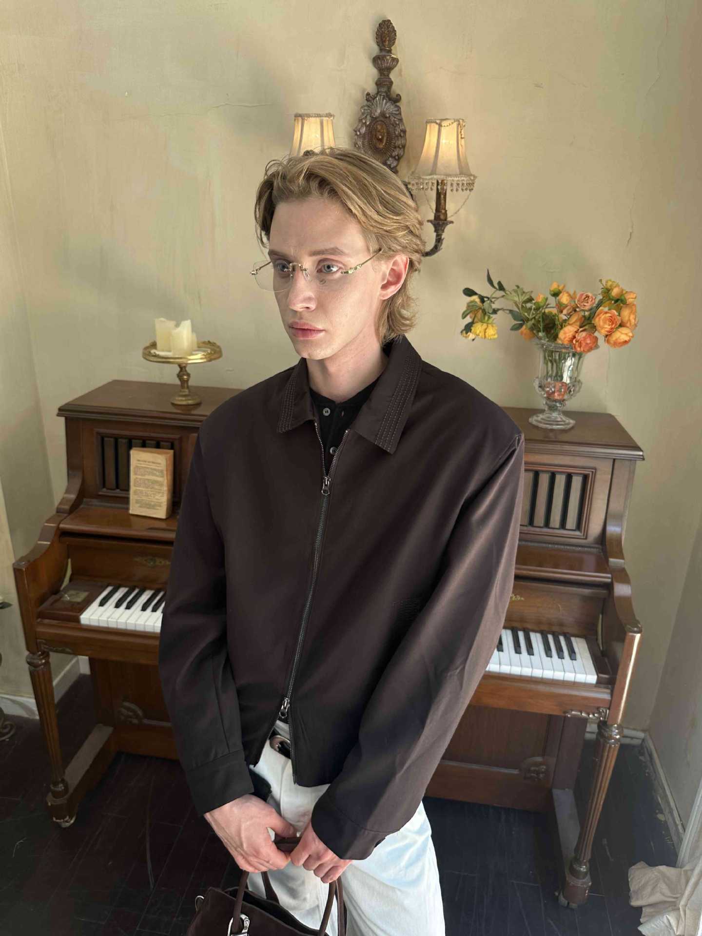 Herringbone Blended Fabric Jacket