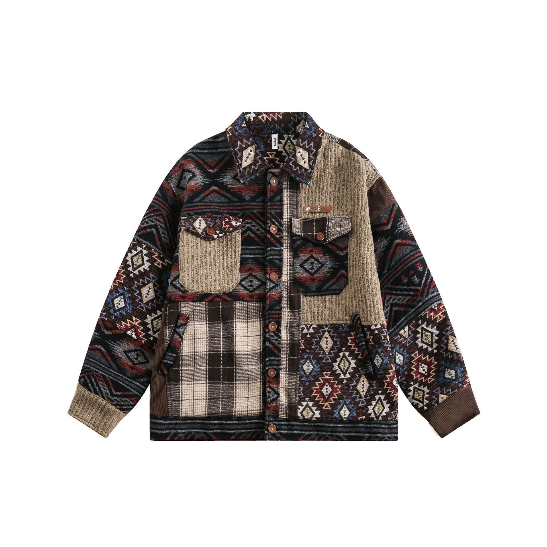 Street style ethnic spliced jacket