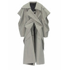 Gray-Green Drawstring Trench Coat
