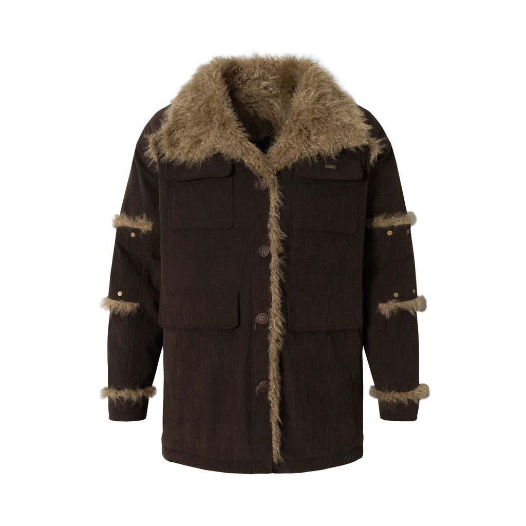 Velvet Cotton Fur Collar Coat