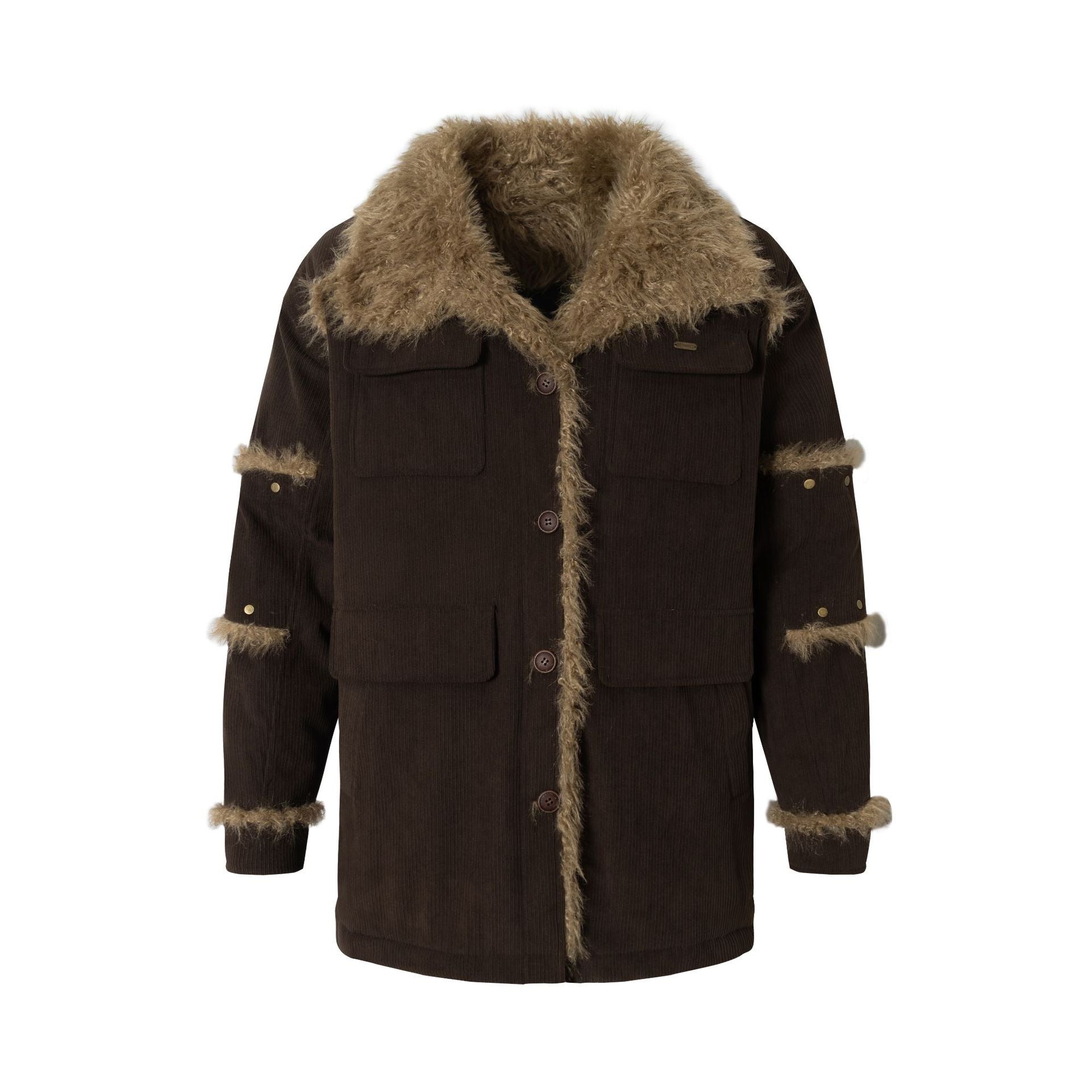 Velvet Cotton Fur Collar Coat