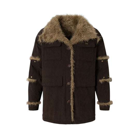 Velvet Cotton Fur Collar Coat