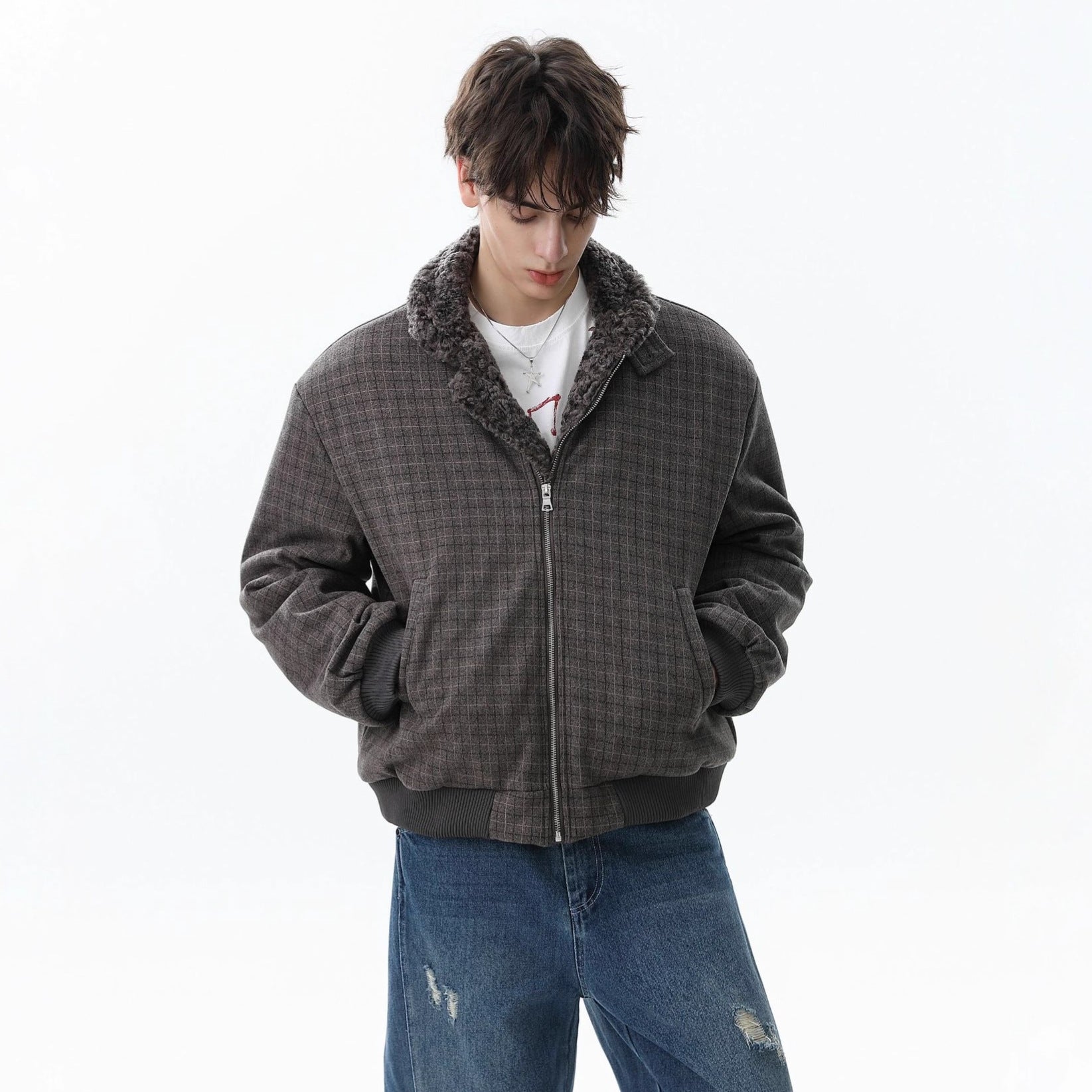 Thick Cotton Jacket With Fur Collar