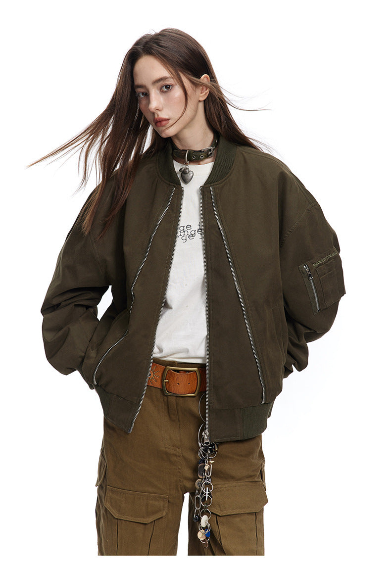 Patch Embroidery Flight Jacket Casual Outerwear