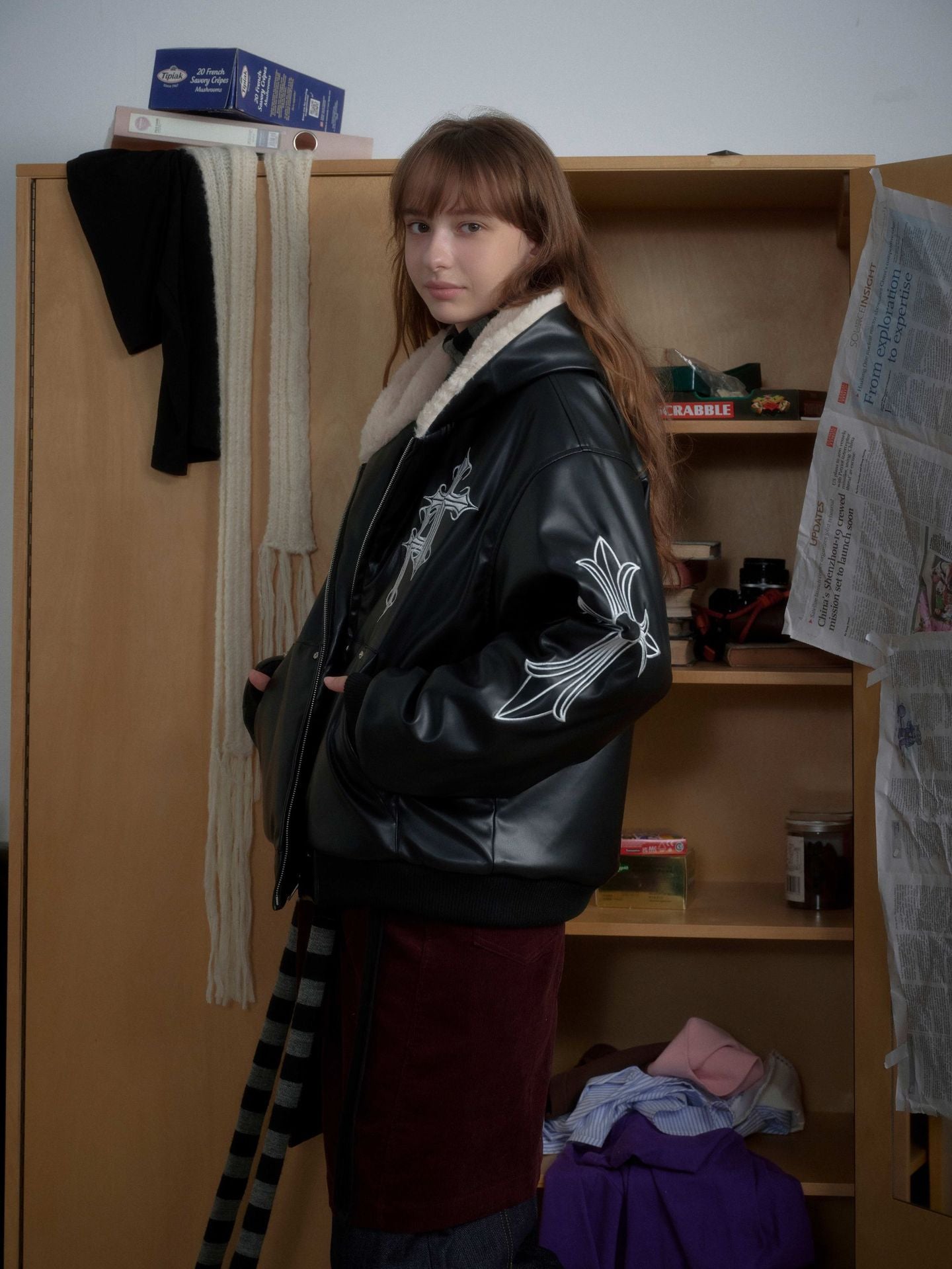 Black Cross Leather Jacket