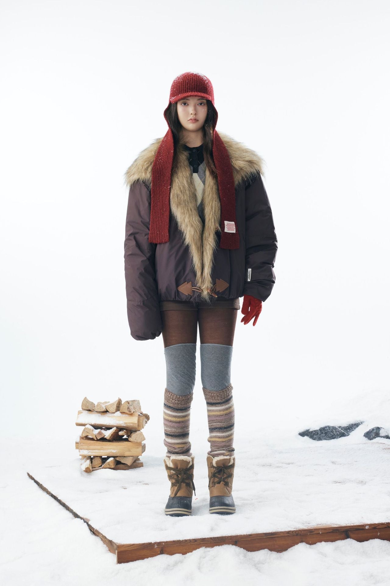 Cotton Jacket With Fur Collar