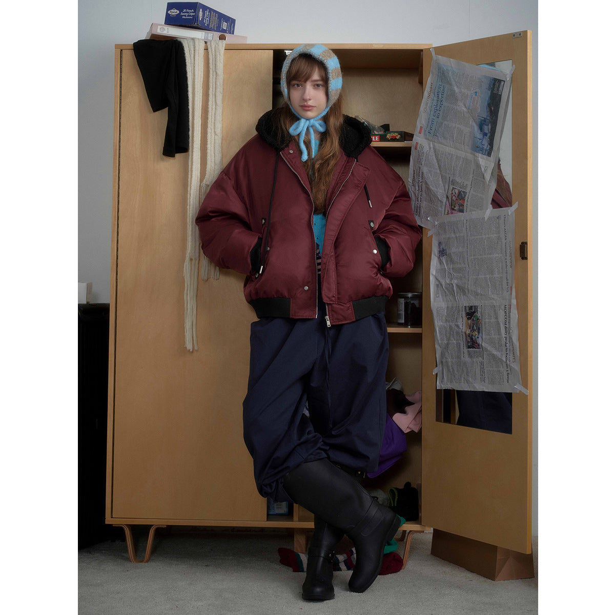 Lamb Wool Spliced Hooded Cotton Jacket