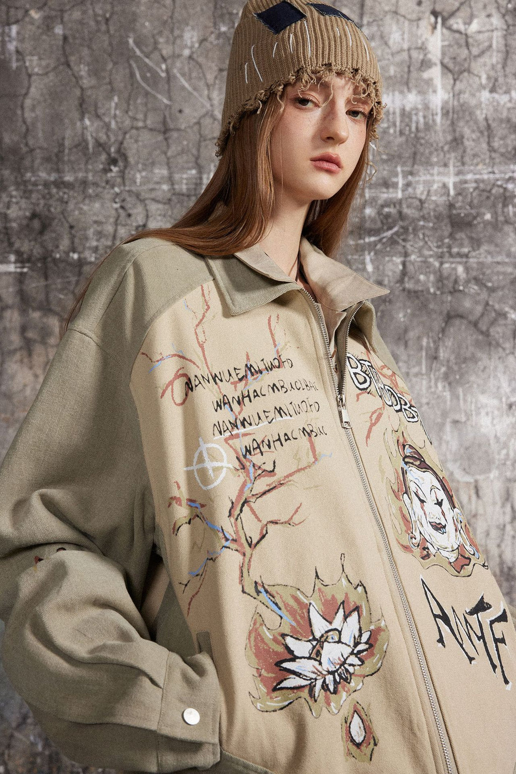 Street Style Graffiti Spliced Jacket