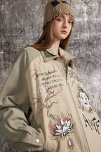 Street Style Graffiti Spliced Jacket