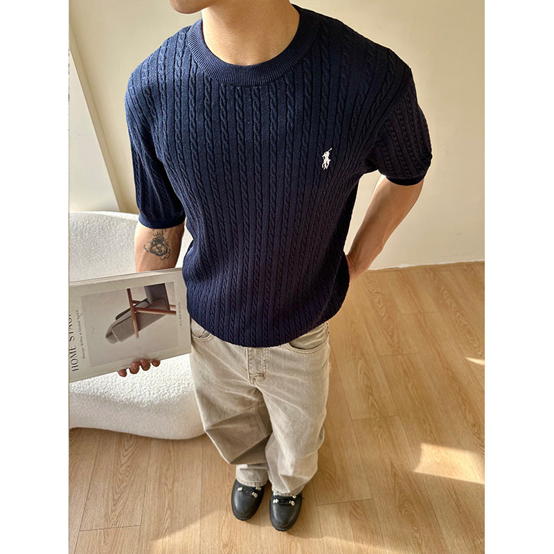 Crew Neck Breathable Lightweight Regular Fit Short Sleeve for Spring and Summer Commuting