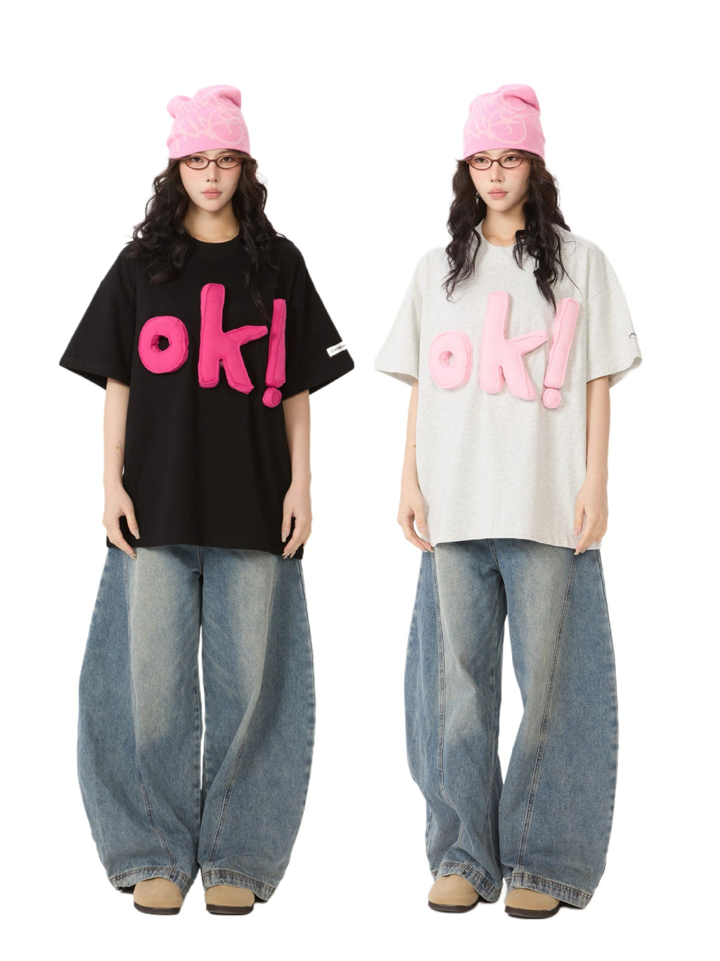 Retro three-dimensional letter T-shirt