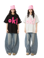 Retro three-dimensional letter T-shirt