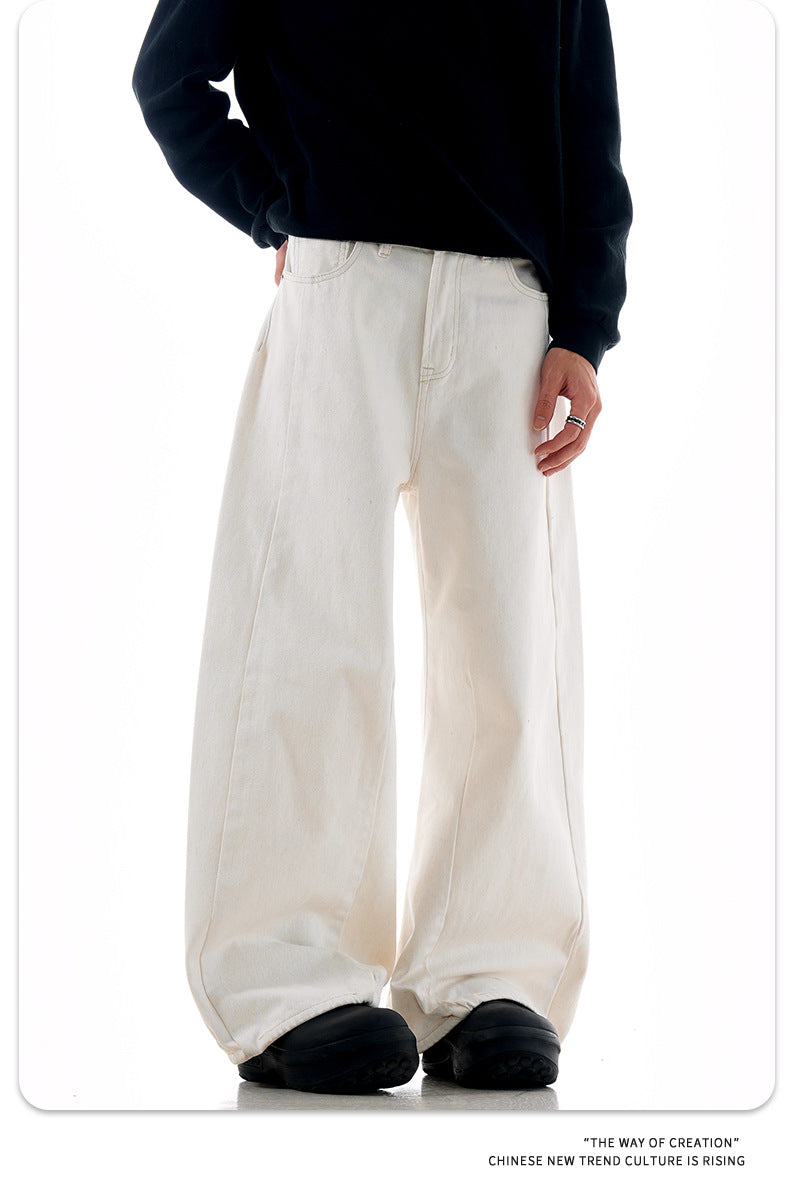 White Tapered Leg Jeans