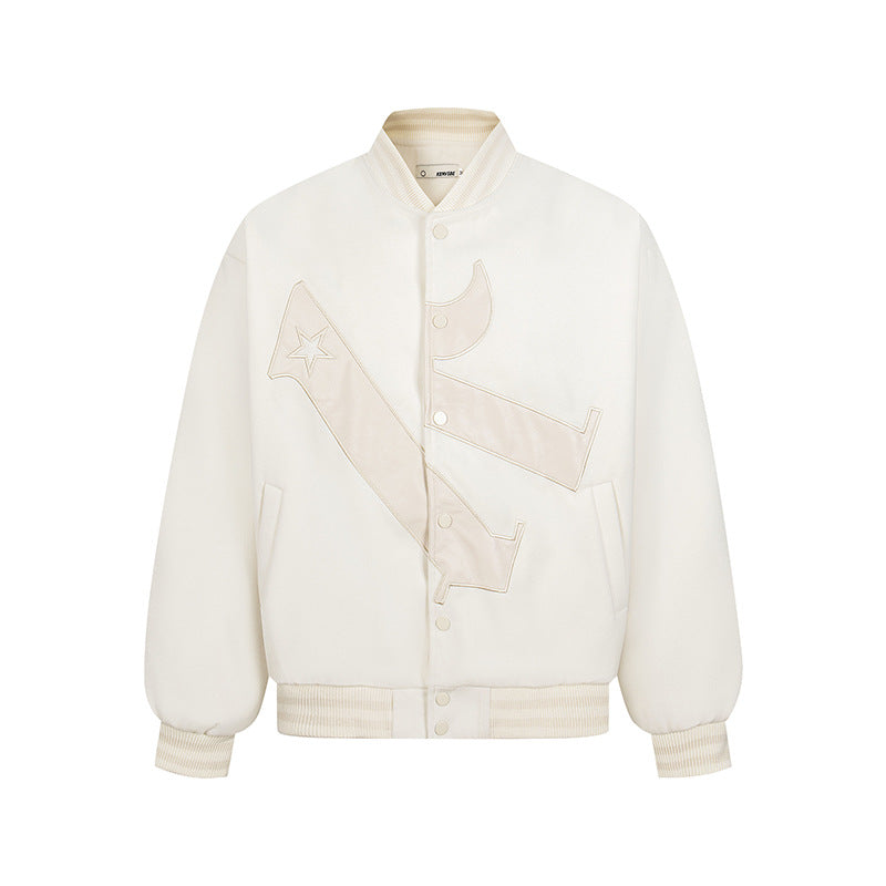 Leather Embroidered Splicing Jacket Coat