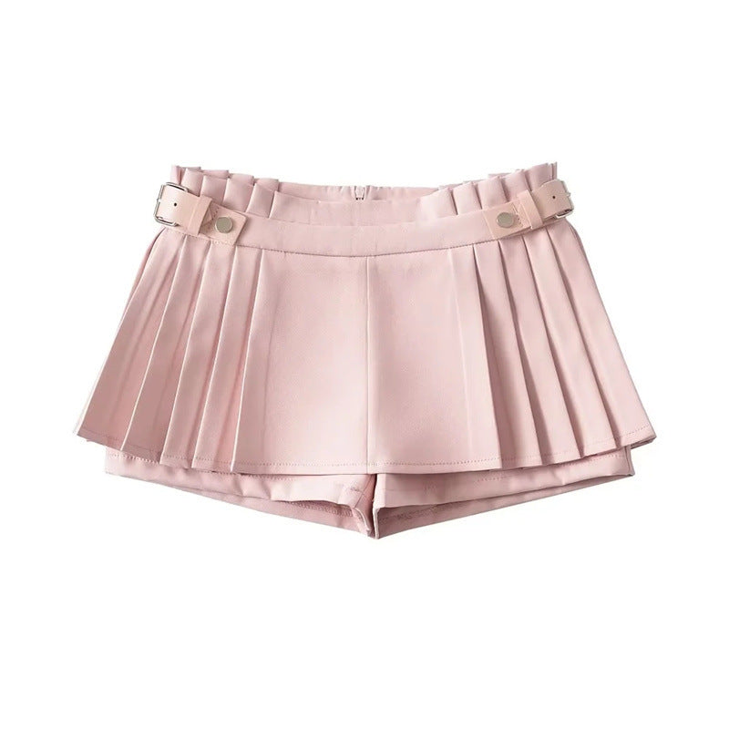 Belt pleate A-line skirt
