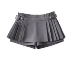 Belt pleate A-line skirt
