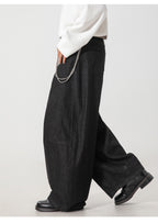 Curved knife shaped straight leg long pants