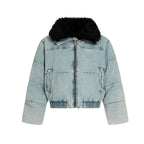 Retro Cropped Denim-Style Winter Jacket