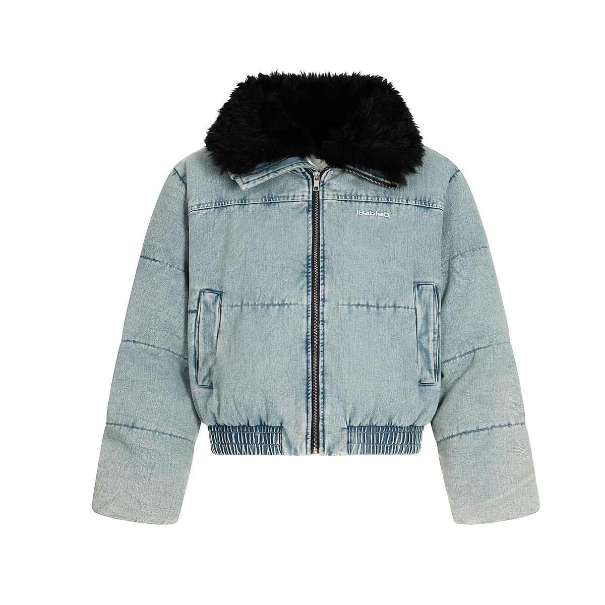 Retro Cropped Denim-Style Winter Jacket
