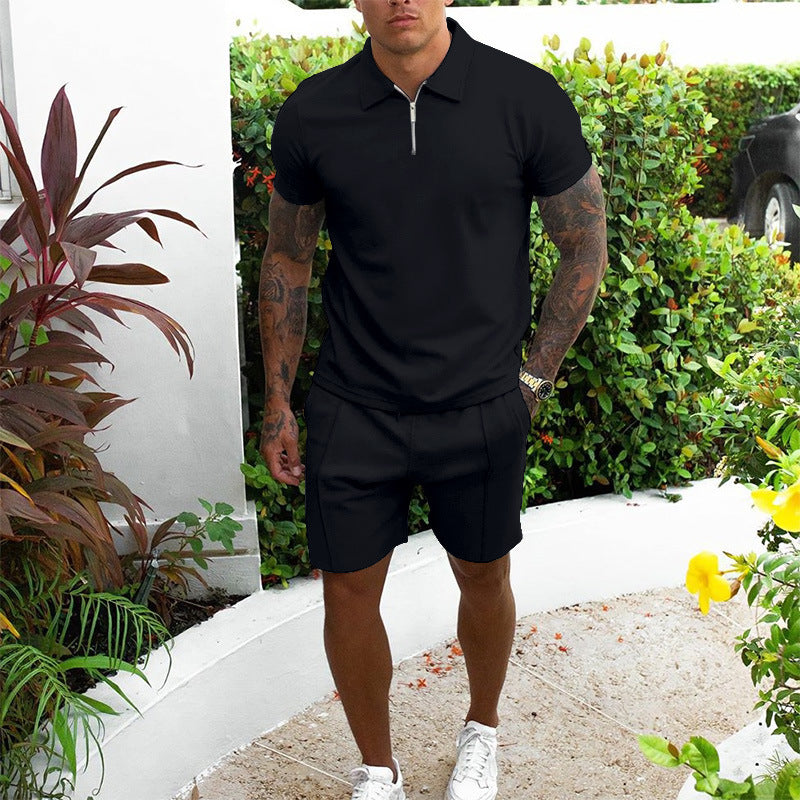 Black Polo Collar Men's T-shirt