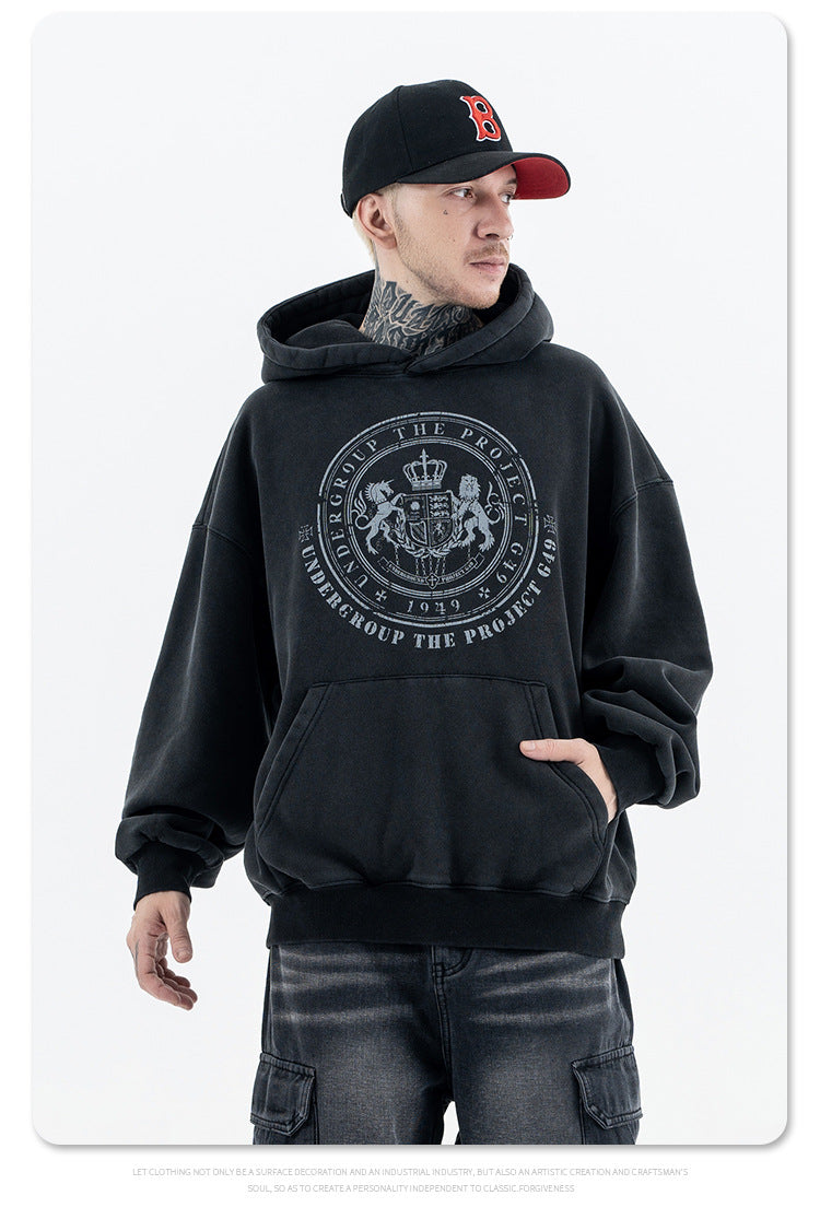 Fleece Hooded Sweatshirt Warm Loose Trendy