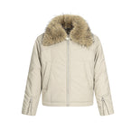 Short Style Leather Fur Collar Jacket