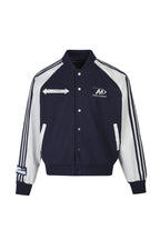 Color Block PU Leather Sleeve Baseball Coat