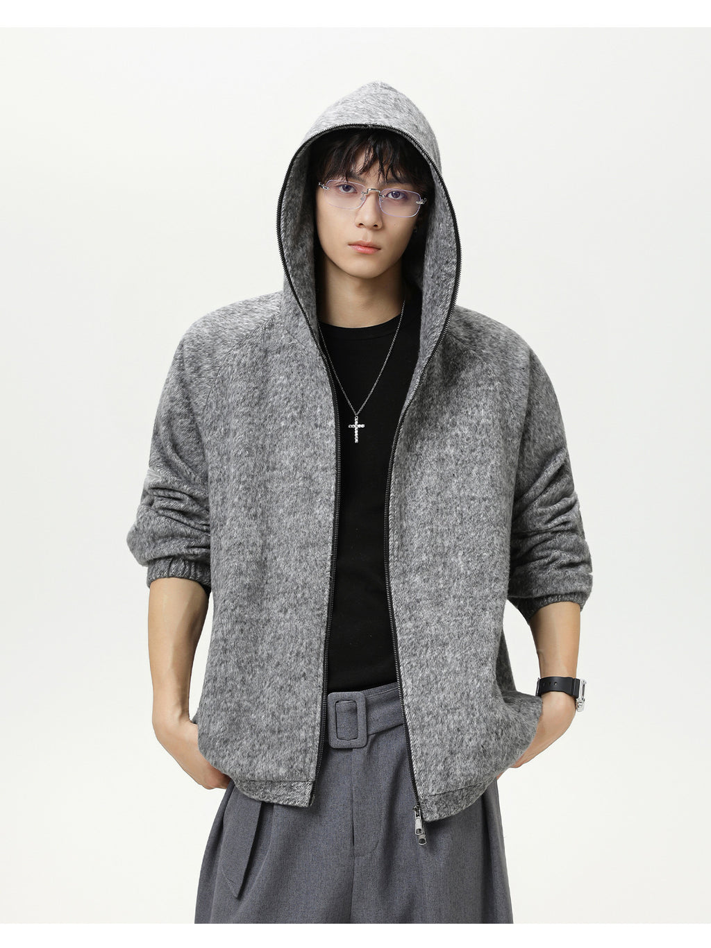 Hooded thick cardigan sweatshirt Jacket