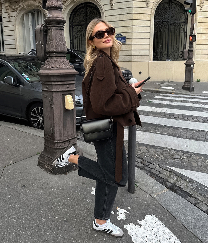 Double-Breasted Woolen Coat