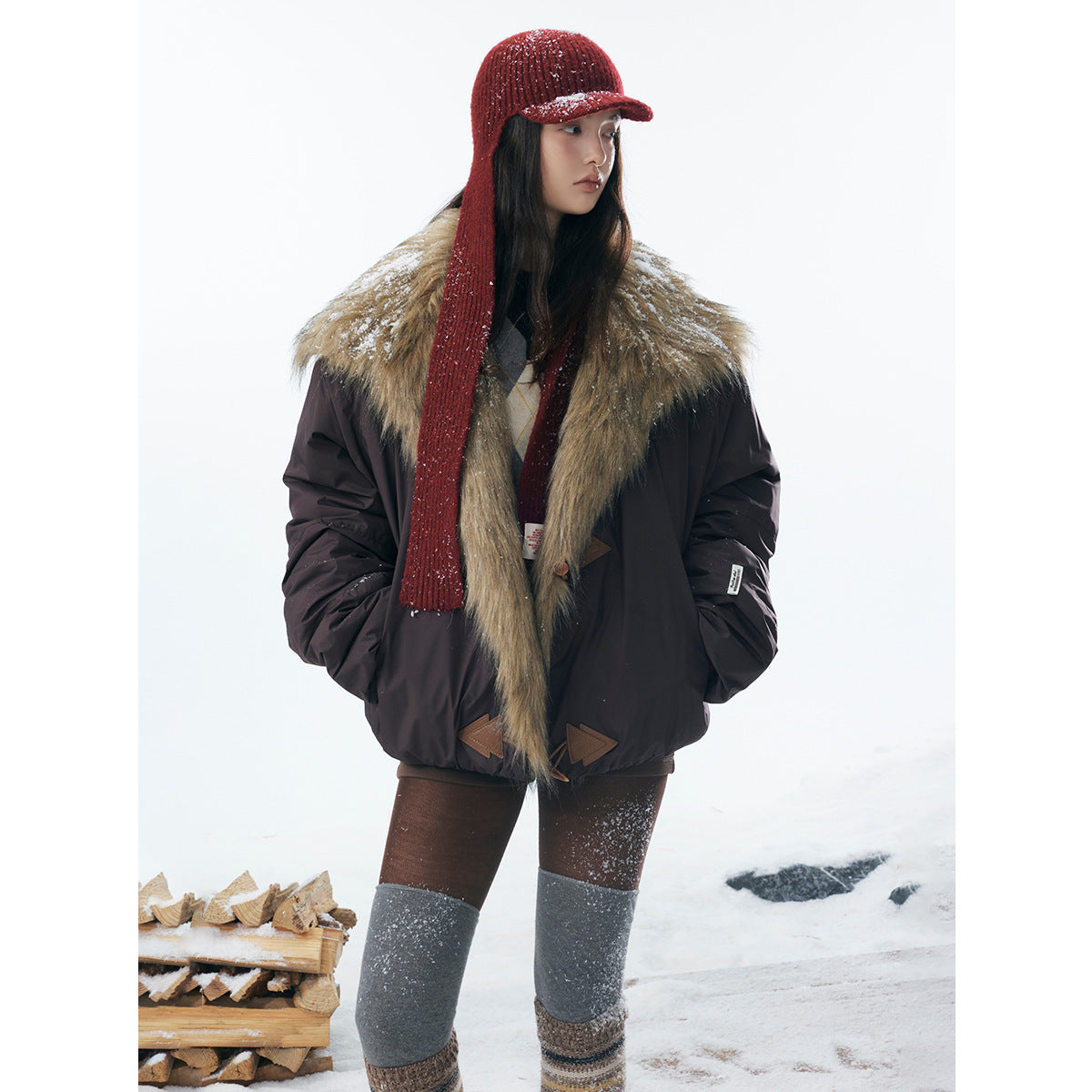 Cotton Jacket With Fur Collar