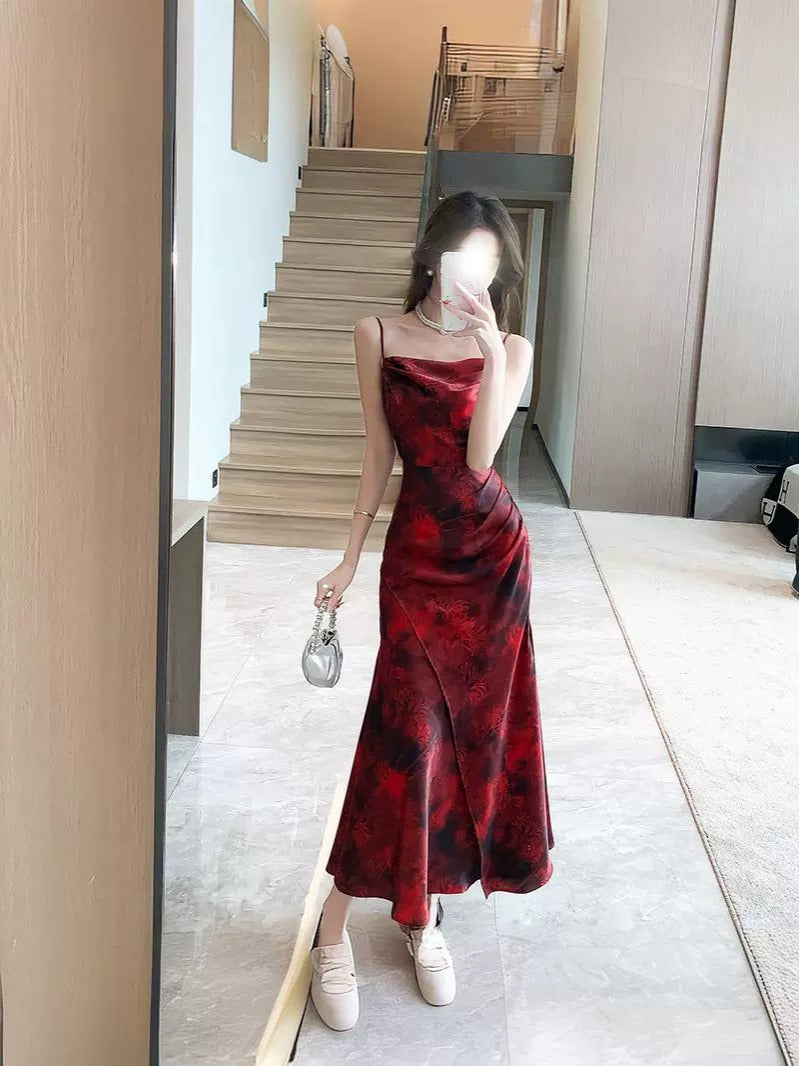 Elegant Red Sling Dress
