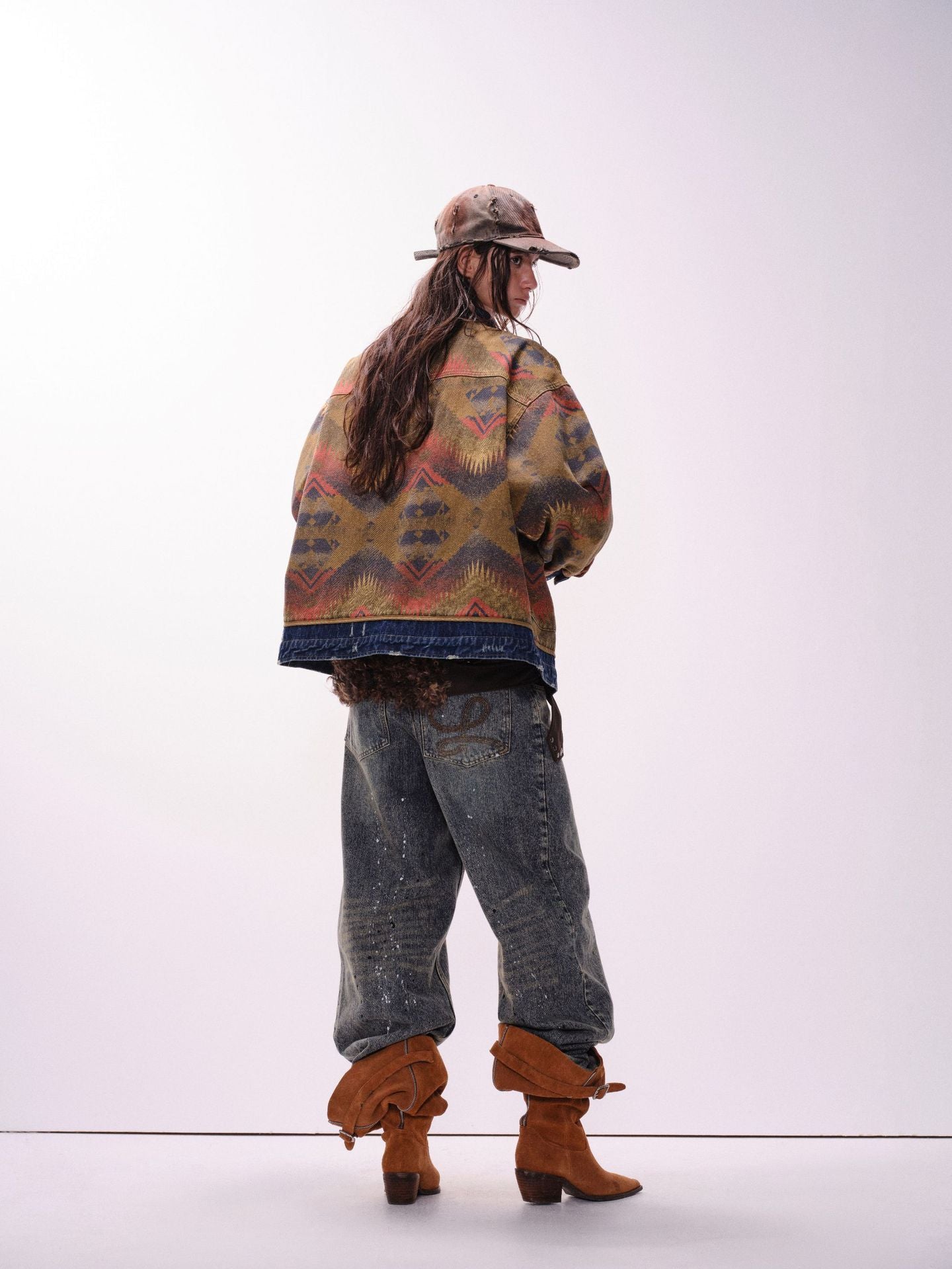 Street Western Jacquard Denim Jacket