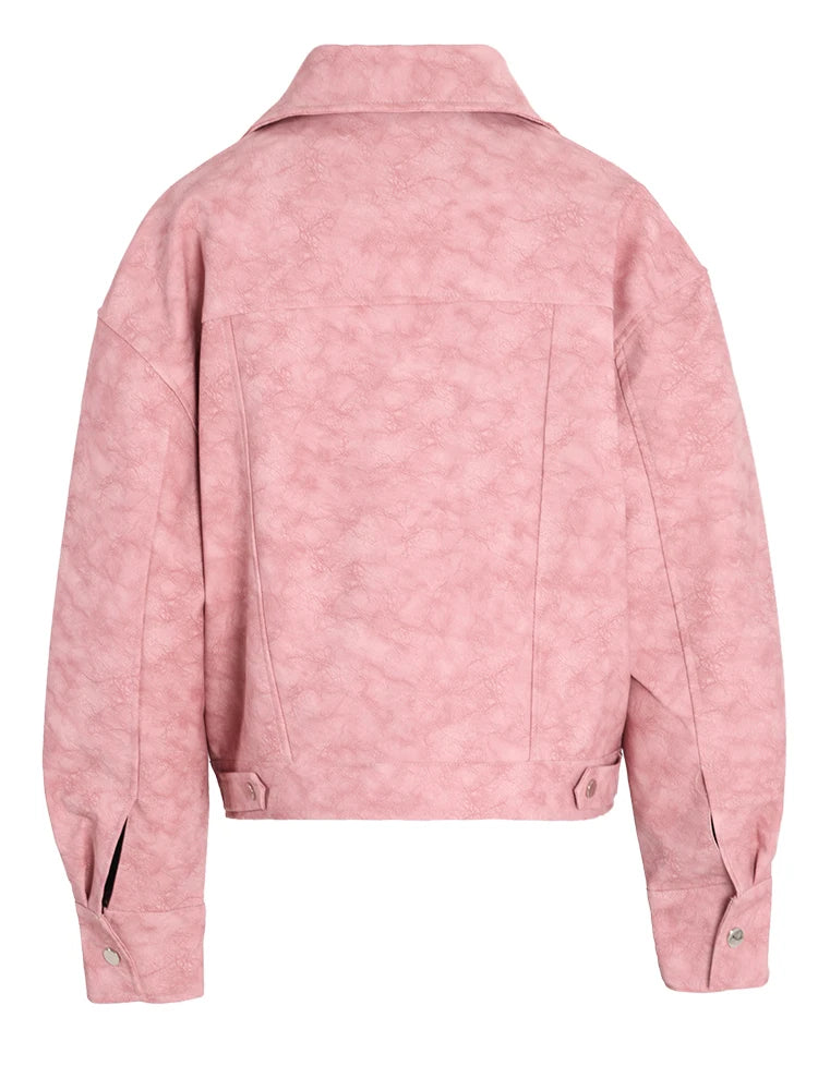 Green Casual Vintage PU Leather Jacket