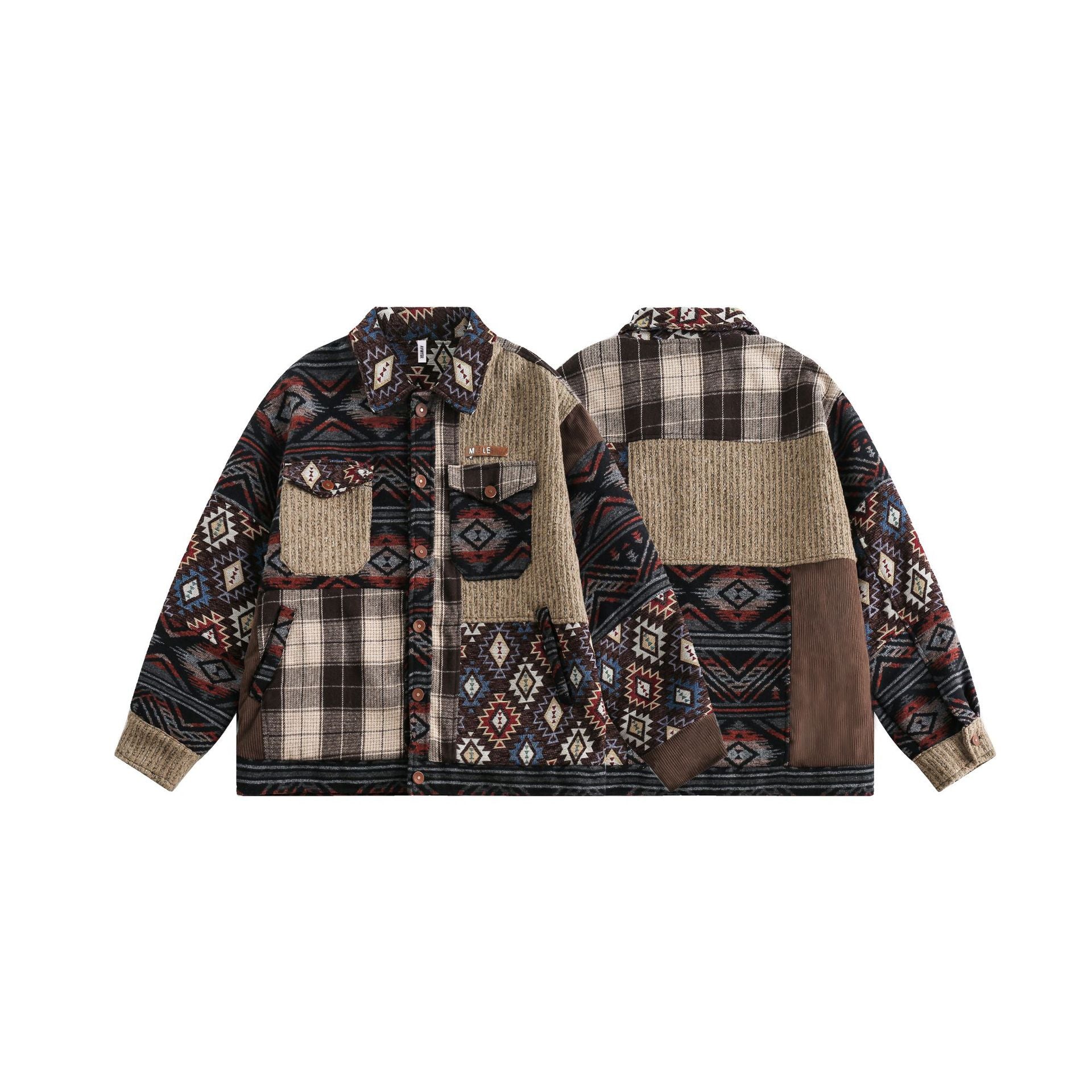 Street style ethnic spliced jacket