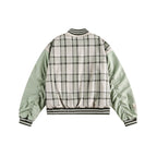Embroidered Plaid Baseball Jacket