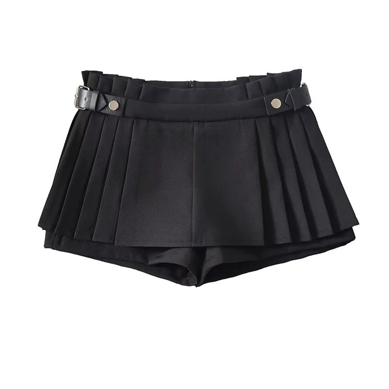 Belt pleate A-line skirt