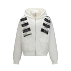 Letter Patch Suede Hooded Sweatshirt