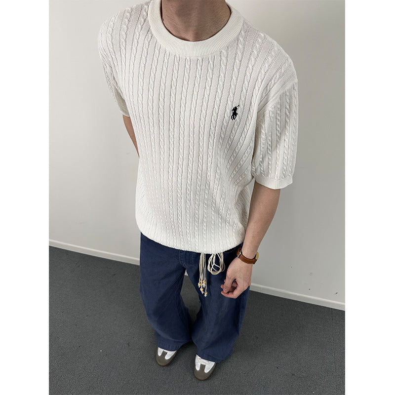 Crew Neck Breathable Lightweight Regular Fit Short Sleeve for Spring and Summer Commuting