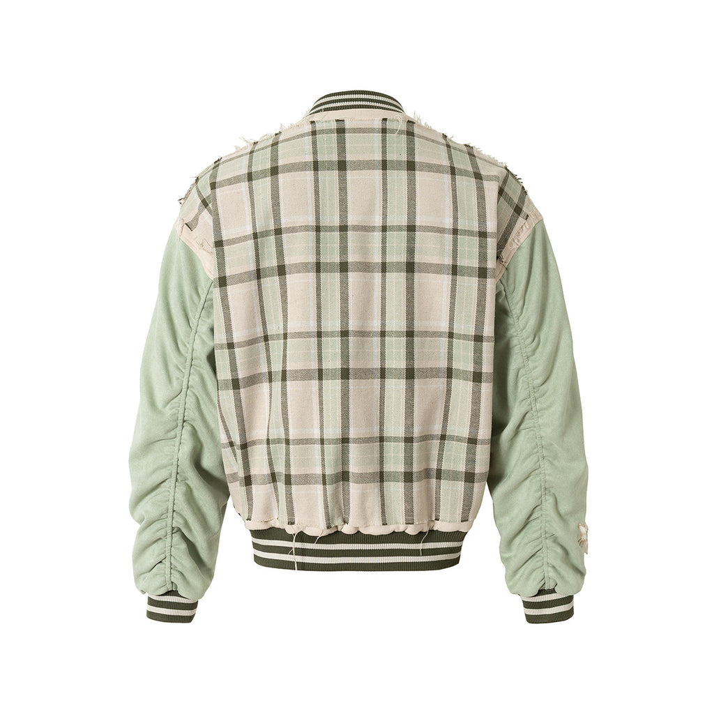 Embroidered jacket plaid baseball jacket