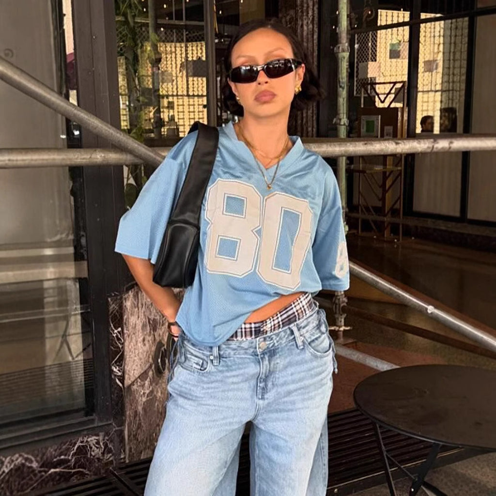 Style Digital Print V-Neck Loose Sports T-Shirt Spicy Girl Quick-Dry Functional Versatile Casual Short Sleeve Top