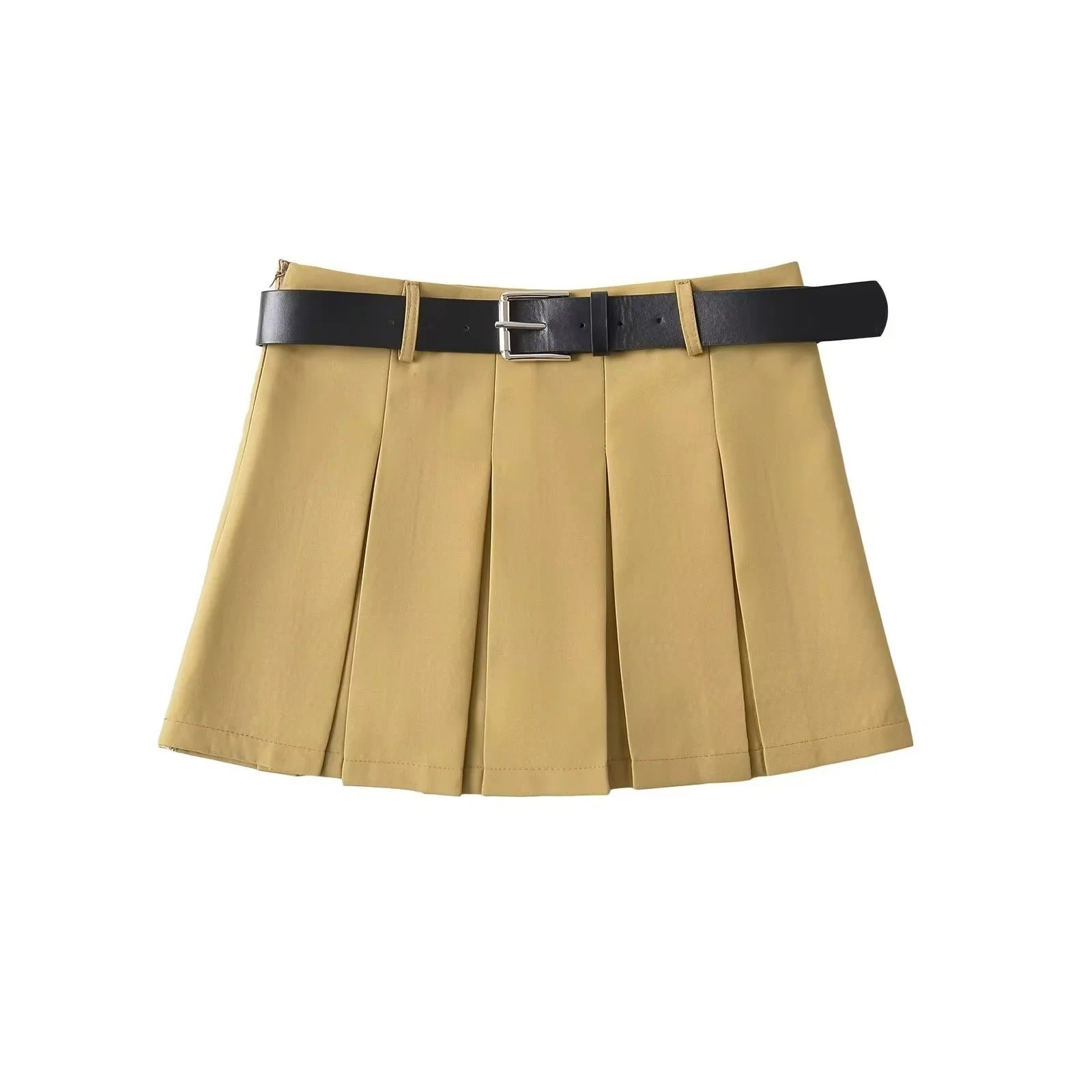 Waist Belt Pleated Skirt