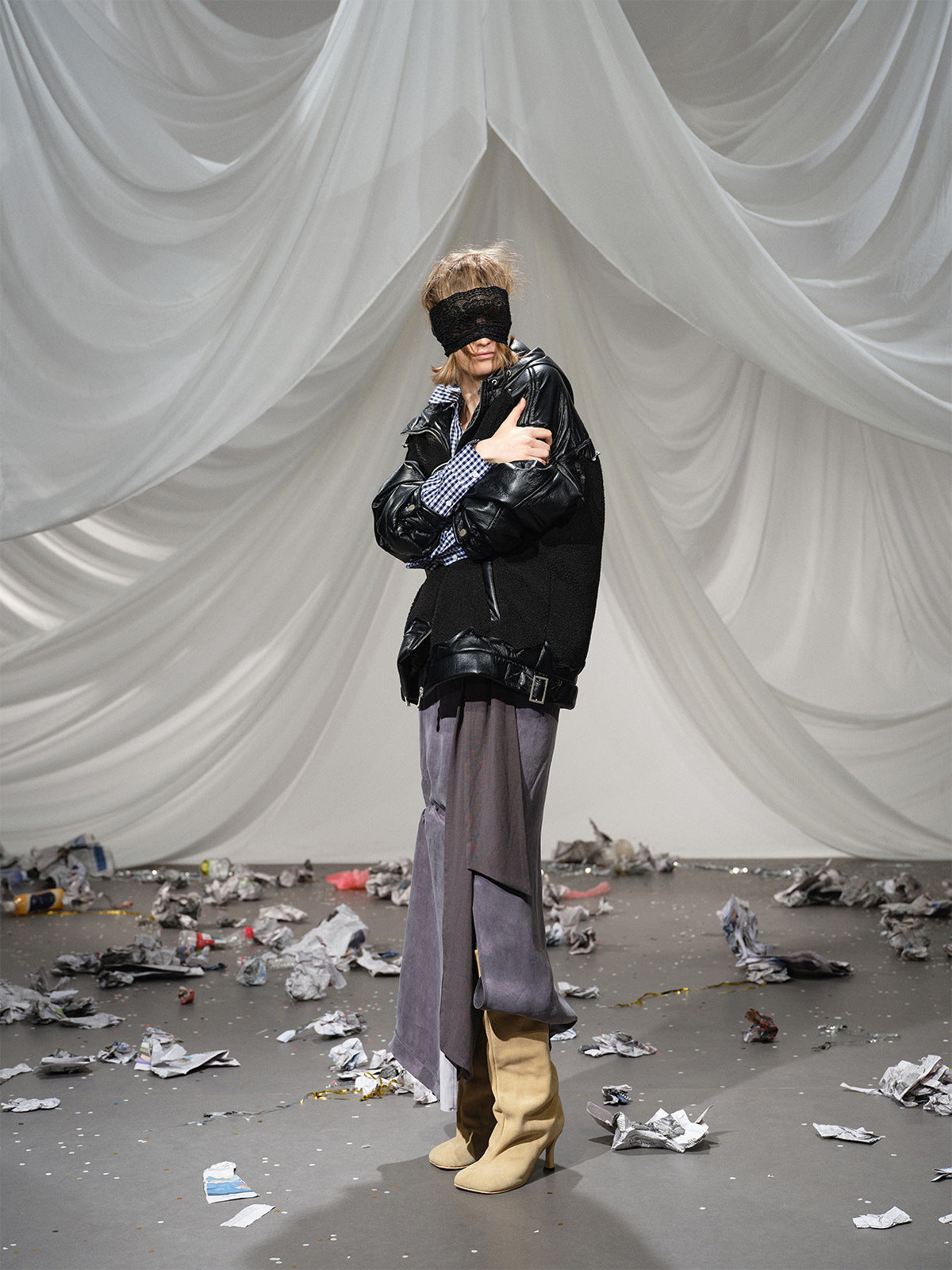 Lamb Wool Spliced Leather Cotton Jacket