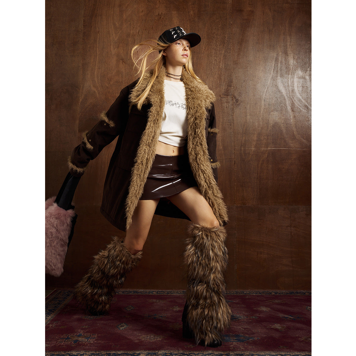 Velvet Cotton Fur Collar Coat