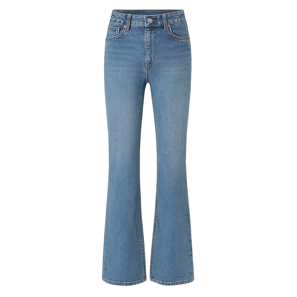 High-Waisted Denim Straight Trousers