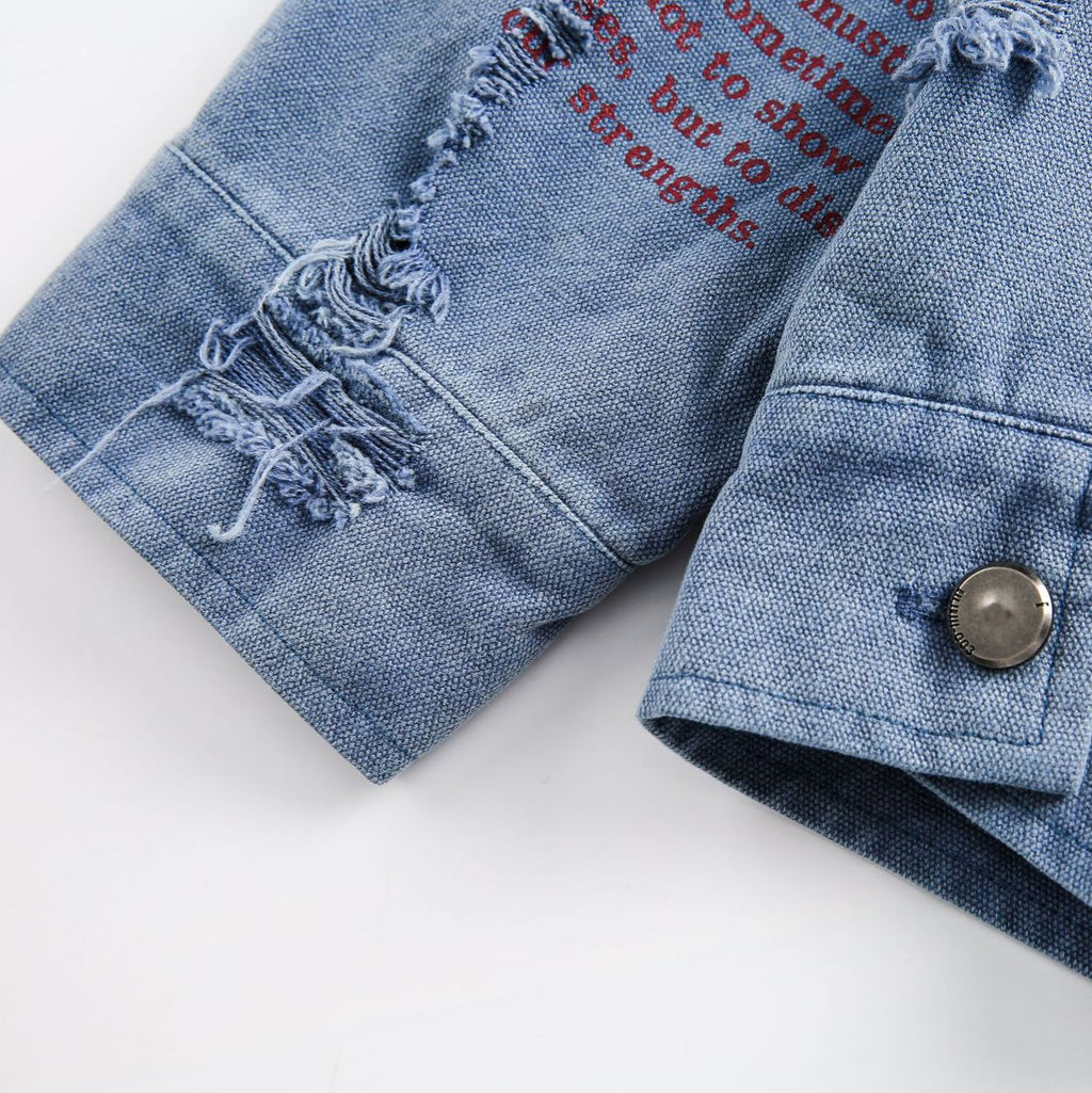 Street Style Literary Collage Denim Jacket