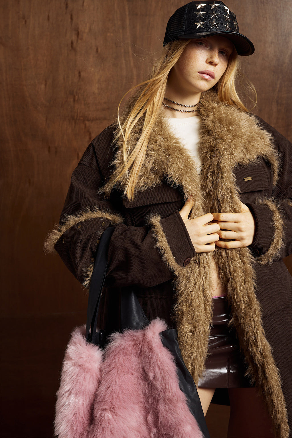 Velvet Cotton Fur Collar Coat